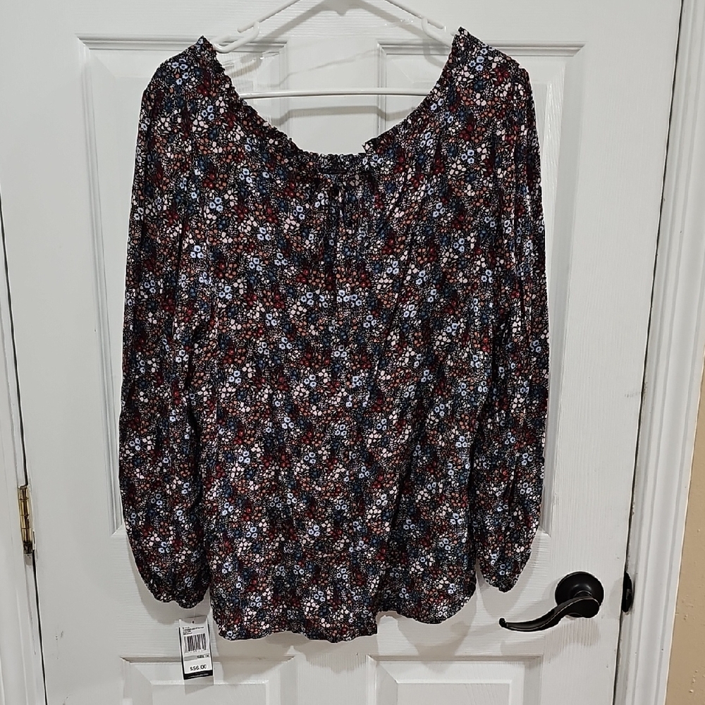 Floral Blouse - Multi Tie Neck
